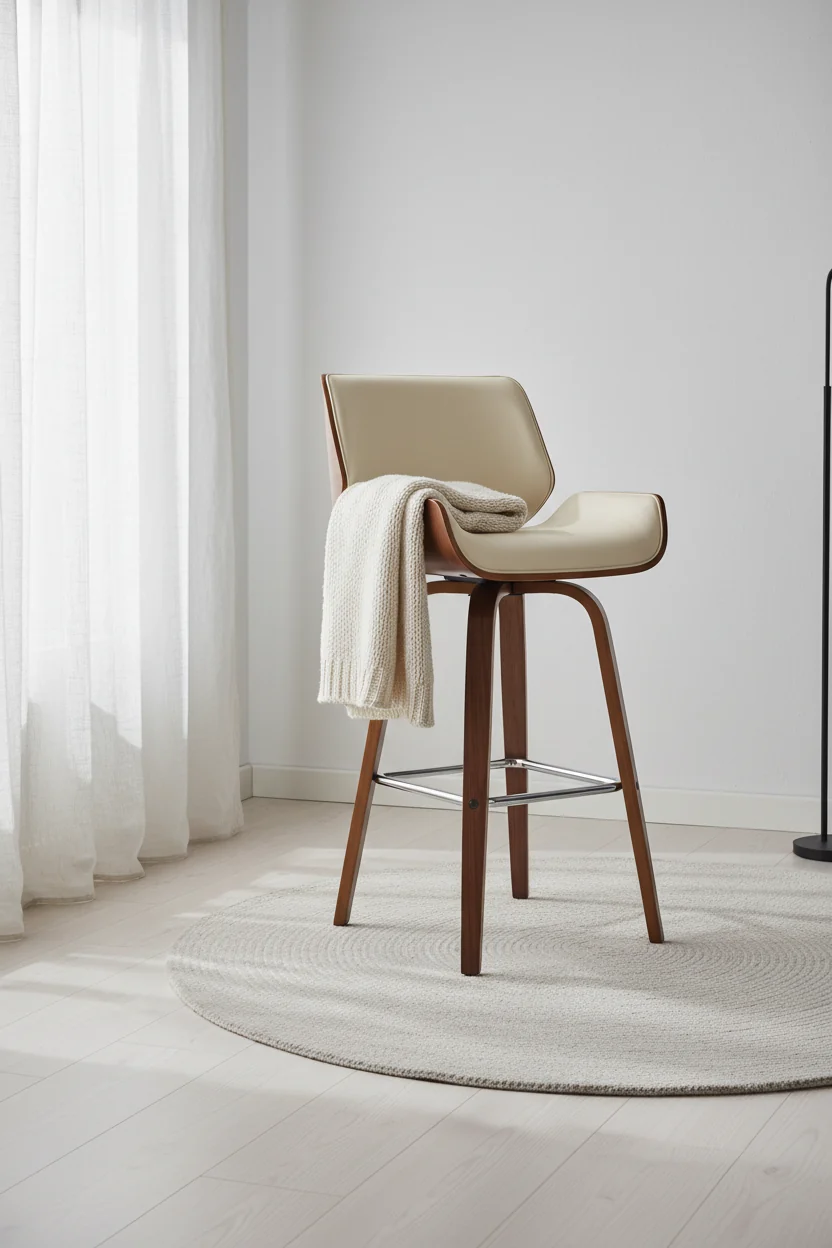 30" Swivel Faux Leather Wood Barstool