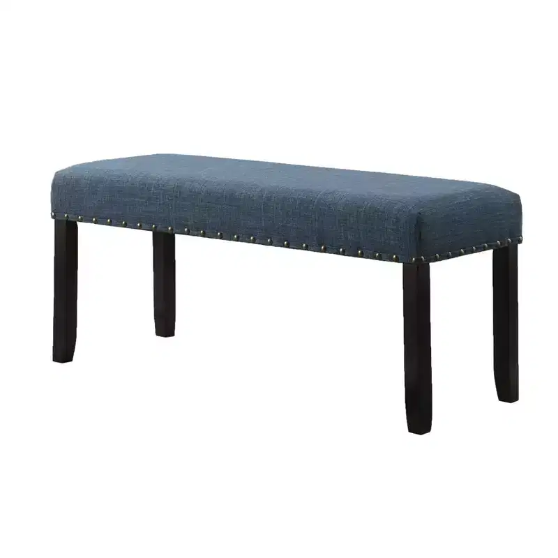 Roundhill Furniture Biony Fabric Dining Bench with Nailhead Trim