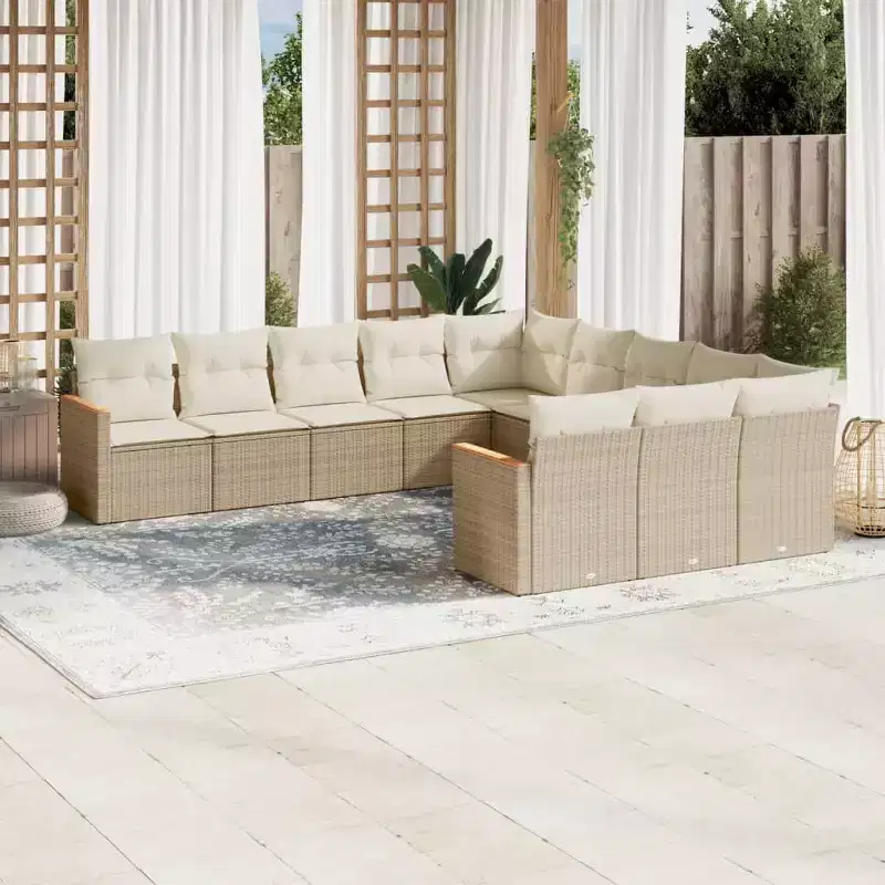 vidaXL Garden Sofa Set with Cushions - Mix Poly Rattan