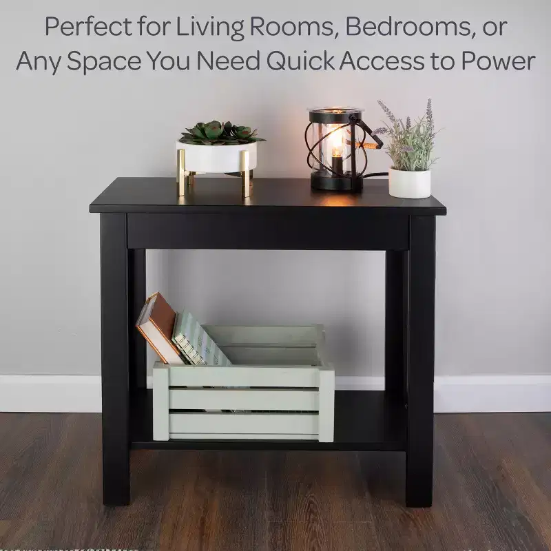 Narrow End Table with Built-In Charging Station