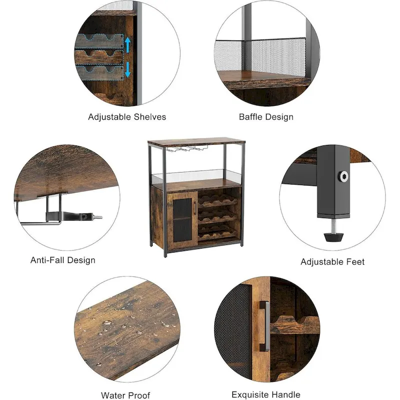 IDEALHOUSE Wine Bar Rack Cabinet with Light