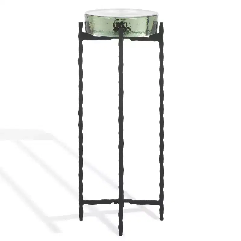 Cast Glass Drink Table, Black and Clear