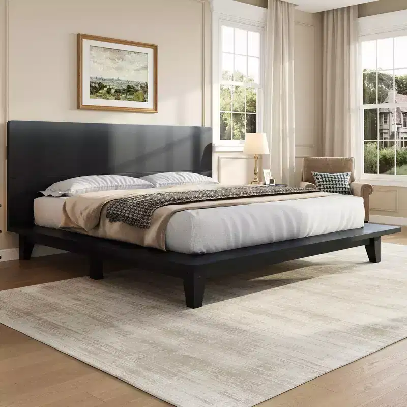 Whisen Full Platform Bed & Bed Frame with Headboard & Wood Slat Support