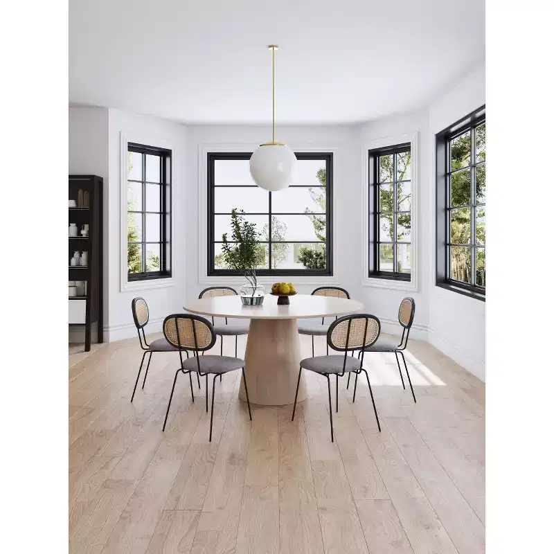 Set of 2 Jardin Dining Chairs with Upholstered Seating Black/Gray - Manhattan Comfort: Mid-Century, Ash Wood Frame, No Assembly Required