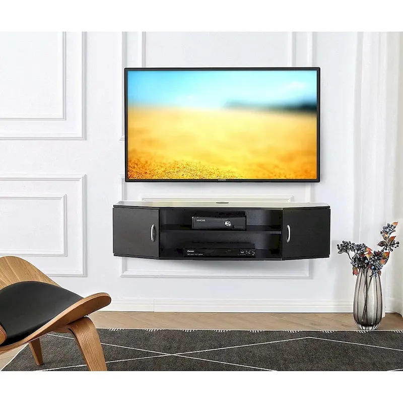 FITUEYES Wall Mounted TV Media Console Floating Desk Storage Hutch - 43.3