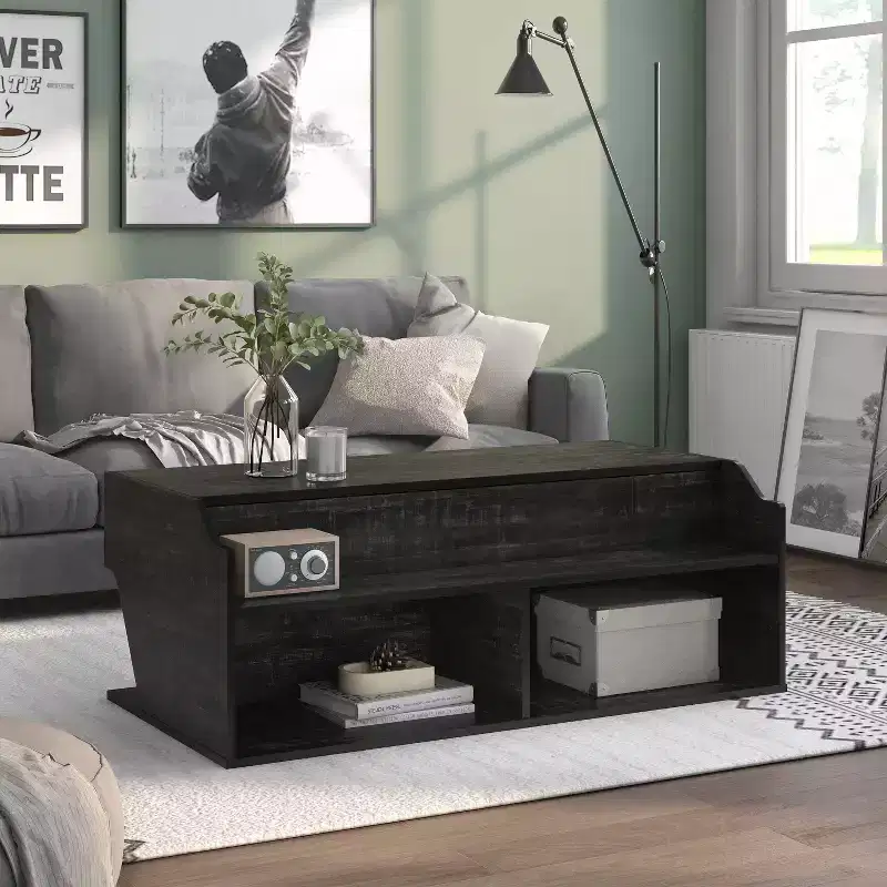 44 Hawkpoint Transitional Lift Top Coffee Table Reclaimed Black Oak - miBasics