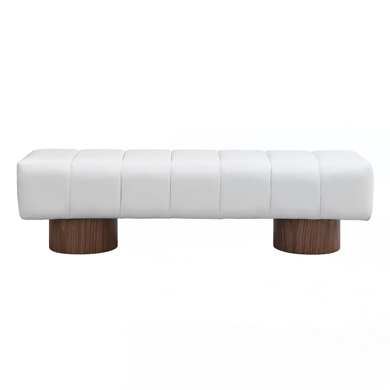 Upholstered Dining Bench,Beige PU