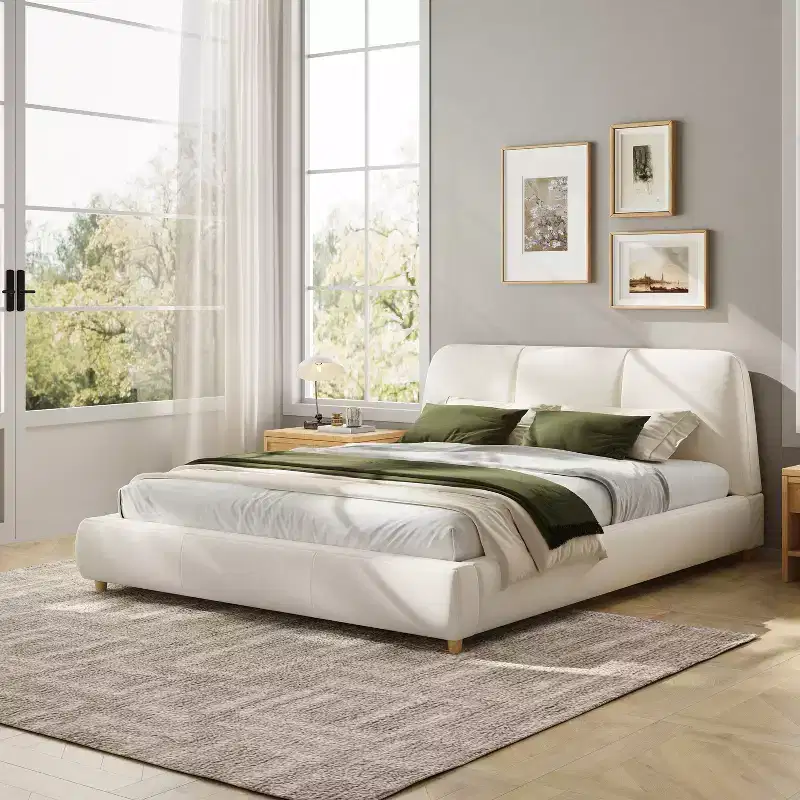 Christopher Knight Home Cletes Modern Wood and Metal Platform Bed with Upholstered Headboard