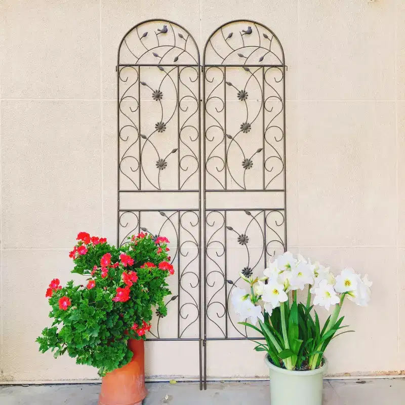MAYEERTY 4-Pack 86.7x19.7in Metal Garden Trellis - Rustproof, Brown, for Outdoor Climbing Plants & Flowers