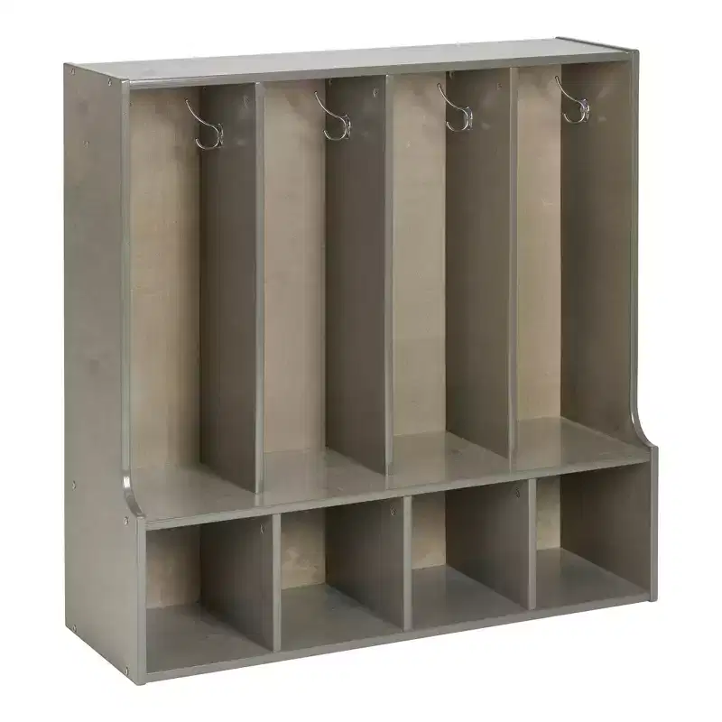 ECR4Kids Streamline 4-Section Toddler Coat Locker with Bench, Classroom Furniture