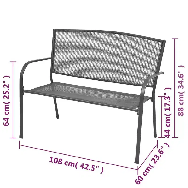 vidaXL Garden Bench Anthracite E-coated powder-coated steel Medium
