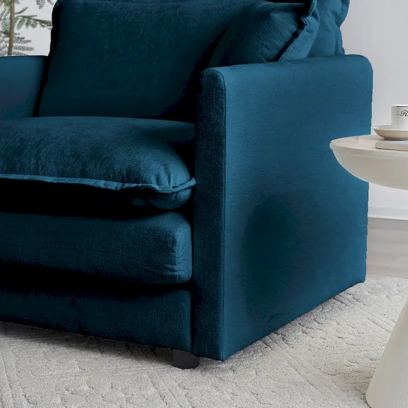 6-Seater U-Shape Sectional Sofa with 3 Ottomans and Pillows
