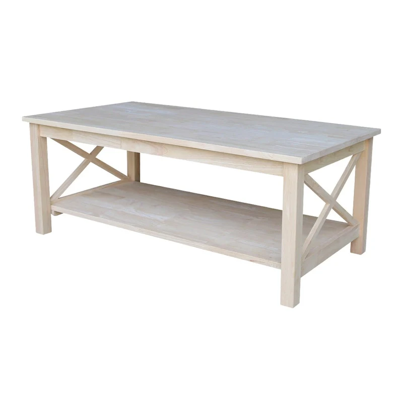 Solid Hardwood Coffee Table with Lower Shelf