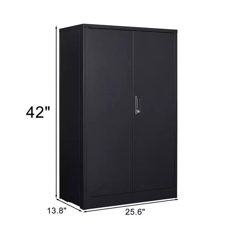 42 Storage Cabinet With Locking Doors Adjustable Shelf Metal Folding Filing Storage Cabinet For Office Home School Garage