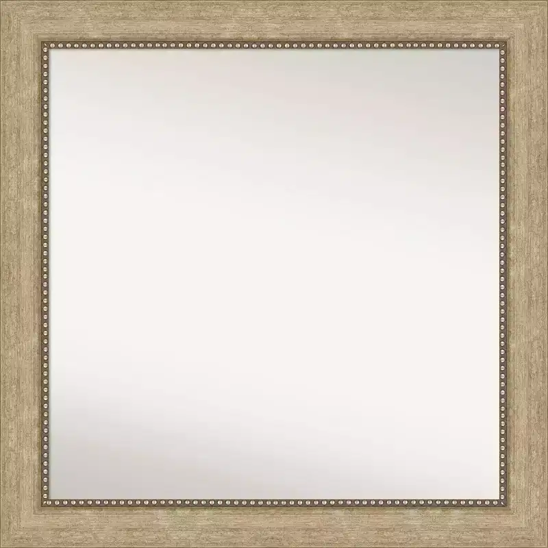 31 x 31 Non-Beveled Astor Champagne Wall Mirror - Amanti Art: Modern Square Framed, Includes Mounting Hardware