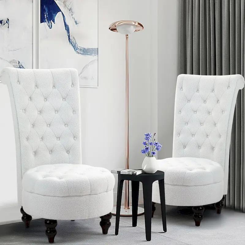 AVAWING Set of 2 Throne Royal Chair Thick Padding and Rubberwood Legs