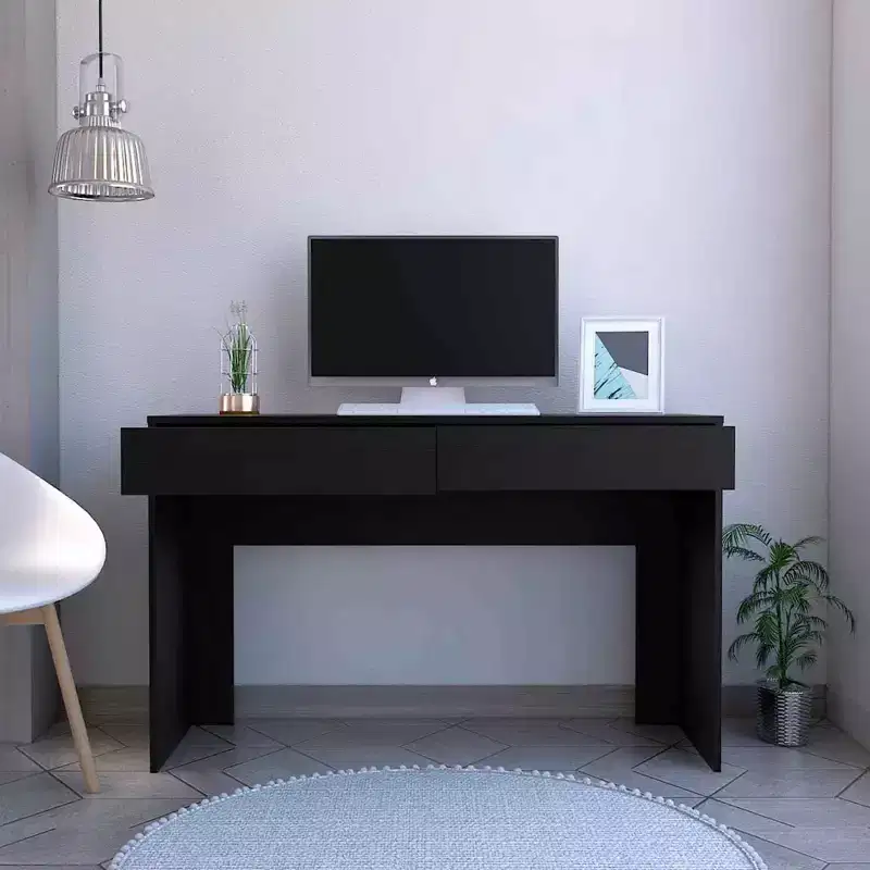 Suncheon Computer Desk Black - Boahaus: Modern Office Desk with Scratch-Resistant Wood Laminate, All Purpose Drawer