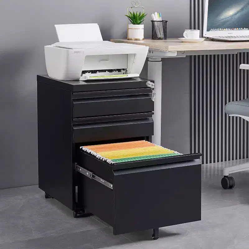 Okak Modern Small Mobile Filing Cabinet with Lock Drawers/Doors,Storage Organizer File Cabinet for Home Office,Under Desk