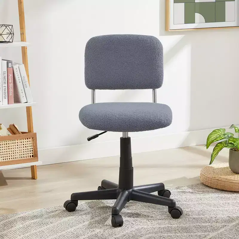 White Faux Fur Armless Swivel Chair for 1