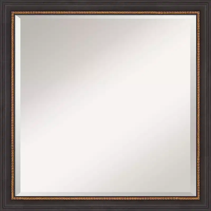 23" x 23" Beveled Ashton Black Wood Wall Mirror : Modern Square, No Assembly Required