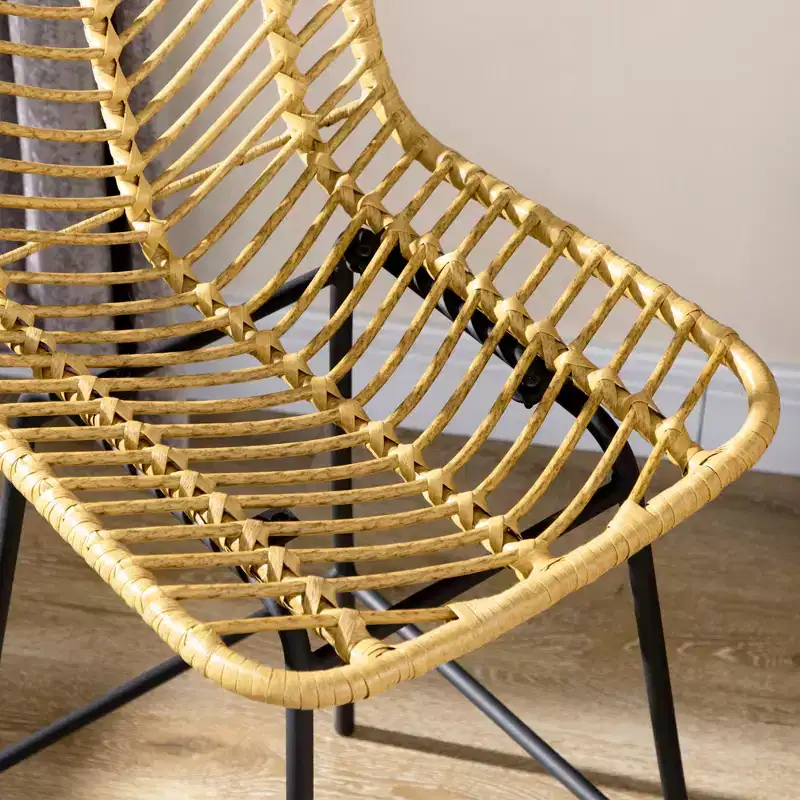 Vatros Rattan Bar Stools Set, 26 Counter Height Barstools, Boho Kitchen Island Stools with Breathable Wicker Seat and Back