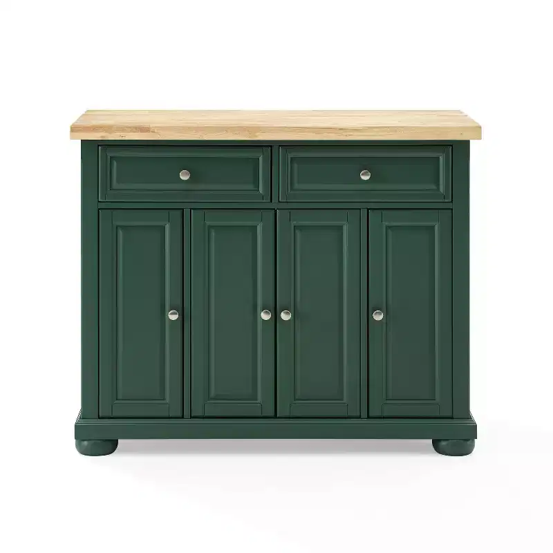 Kitchen Island Cart with Storage, 6 Shelves, 4 Doors, 2 Drawers, Casters, Wood Veneer, 42