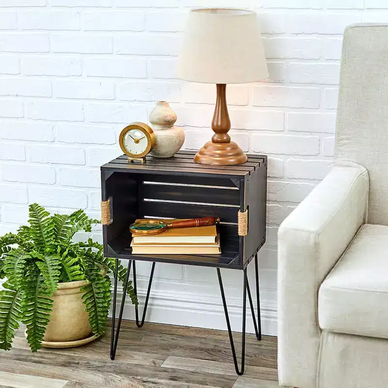 The Lakeside Collection Rustic Wood-Like Crate End Table -