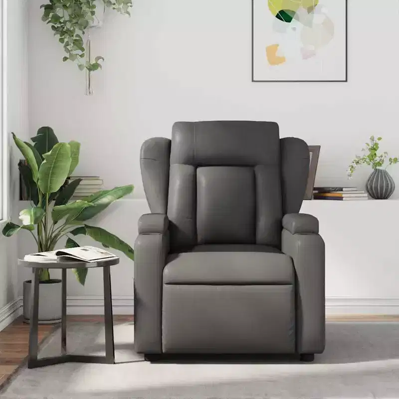 Gray Faux Leather Massage Recliner Chair – Single