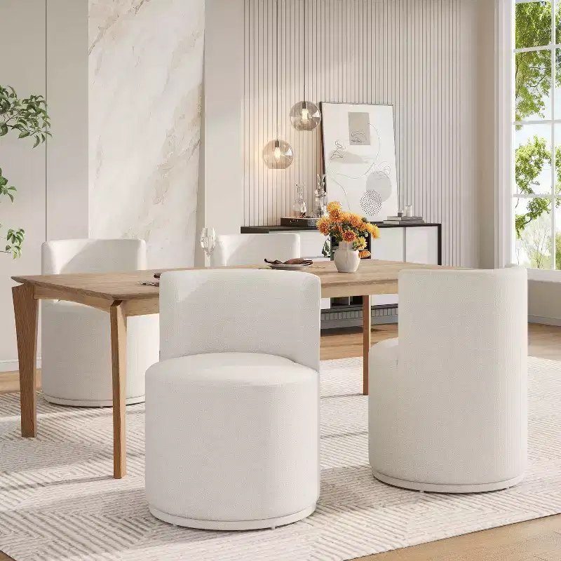 Christopher Knight Home Morrick 5 Piece Mid-Century Modern Swivel Upholstered Dining Chairs with Rubberwood Dining Table