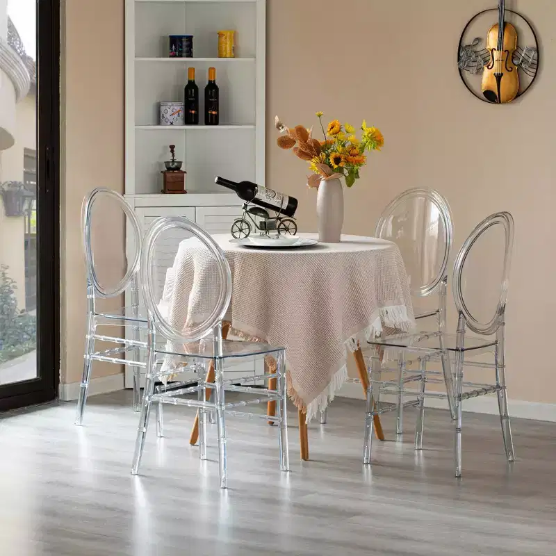 Fabulaxe Modern Acrylic Crystal Ice Chair, Florence Dining Chair, Stackable Transparent Seating for Events and Weddings
