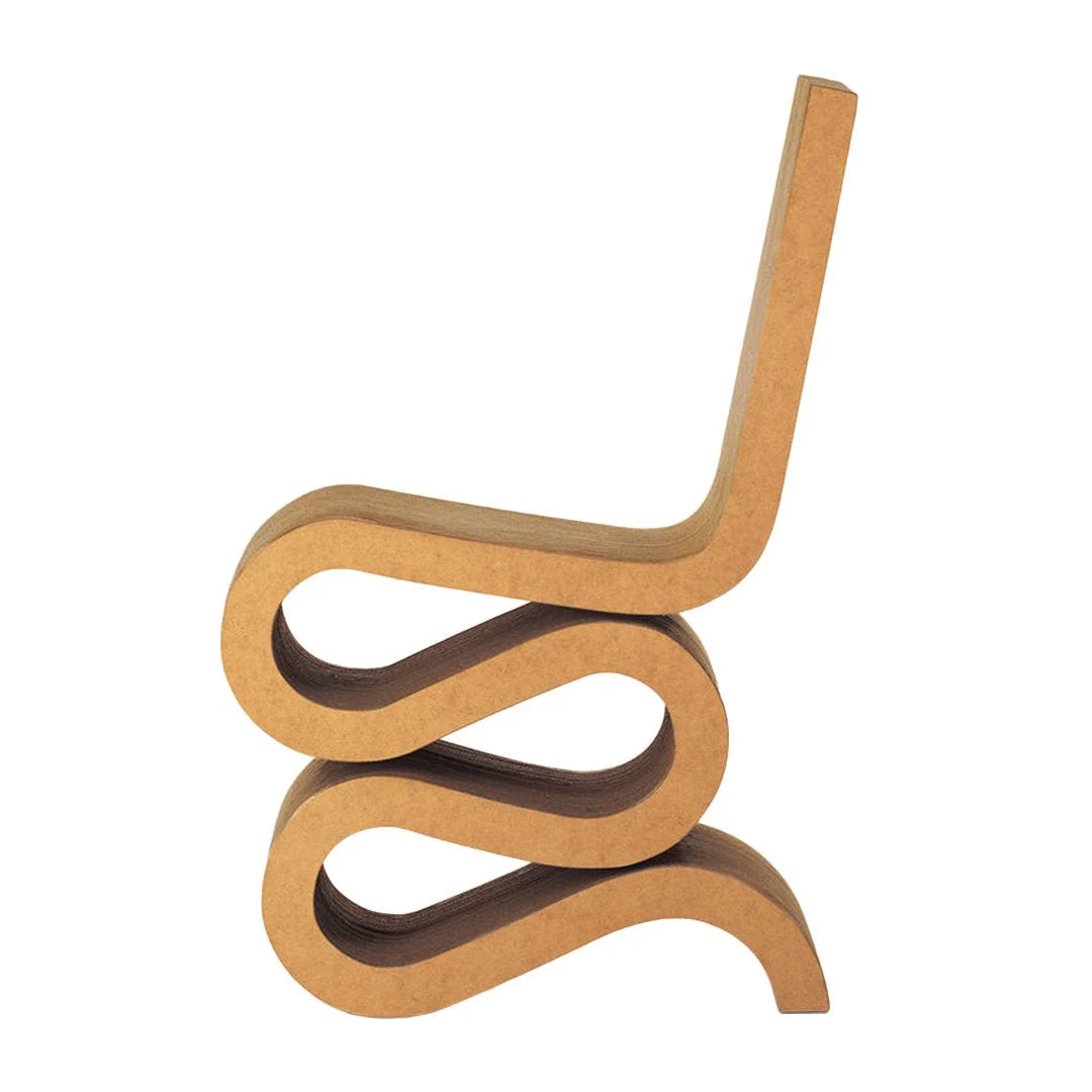 Sculptural Cardboard Side Chair with Robust Layered Easy Edges for Dining Room