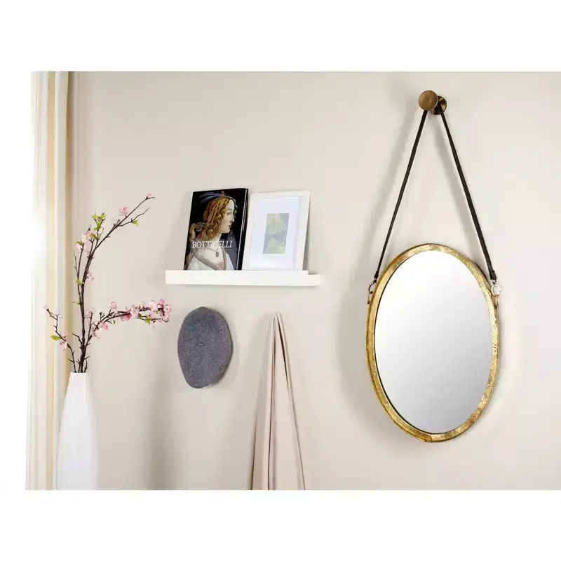 Oval Wall Mirror – Antique Gold, Iron Frame, Single