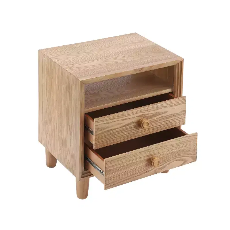 Ramona Modern Nightstand with 2 Drawers and Open Shelf