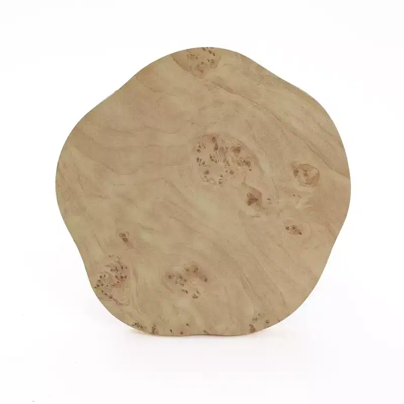LuxenHome Burl Wood Finish Manufactured Wood 19.3-Inch Tall Side Table with Irregular Shape Top Brown