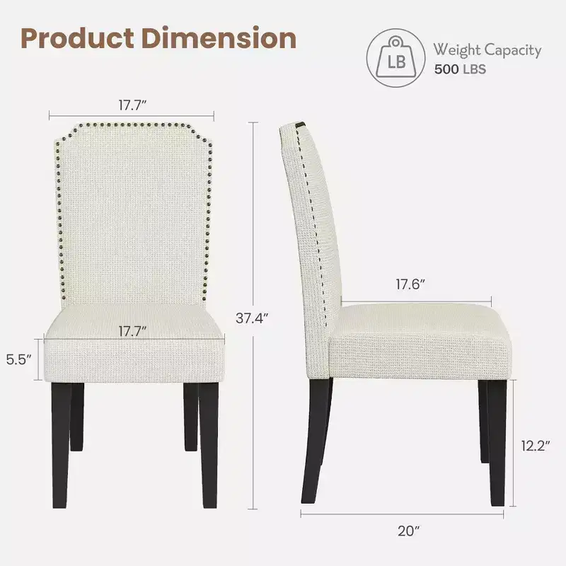 Modern Upholstered Dining Chairs. Modern Woven Fabric Kitchen Chairs for Dining Table. Comfortable Dining Room Chair for Home Living Room. Gray