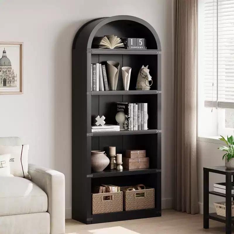 5-Shelf Arched Bookcase – 71.7