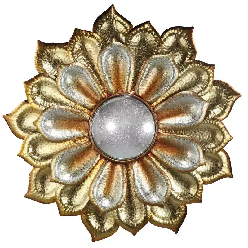 HomeRoots 36 Gold Metal Flower Framed Accent Mirror