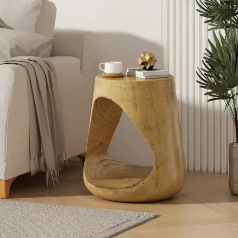 Hollow Side Table, Wood-like texture, Natural Color