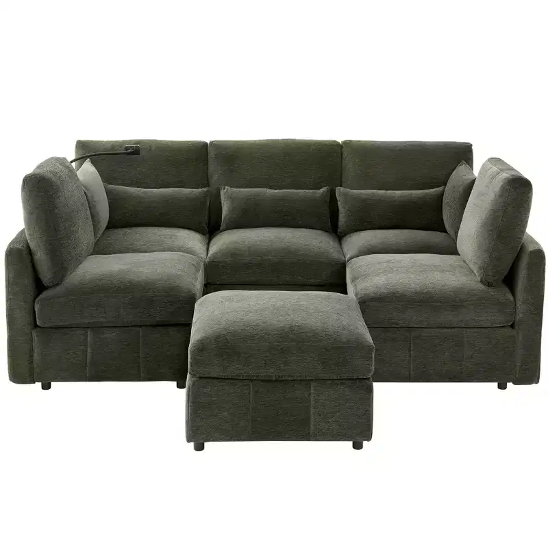Merax Multifunctional Modular Sectional Sofa with Movable Ottoman