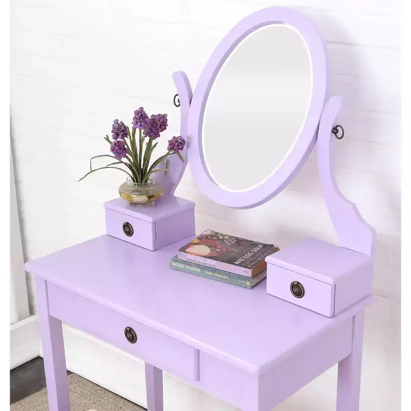 Moniys Wood Moniya Makeup Dressing Dressing Table and Chair Set, Blue