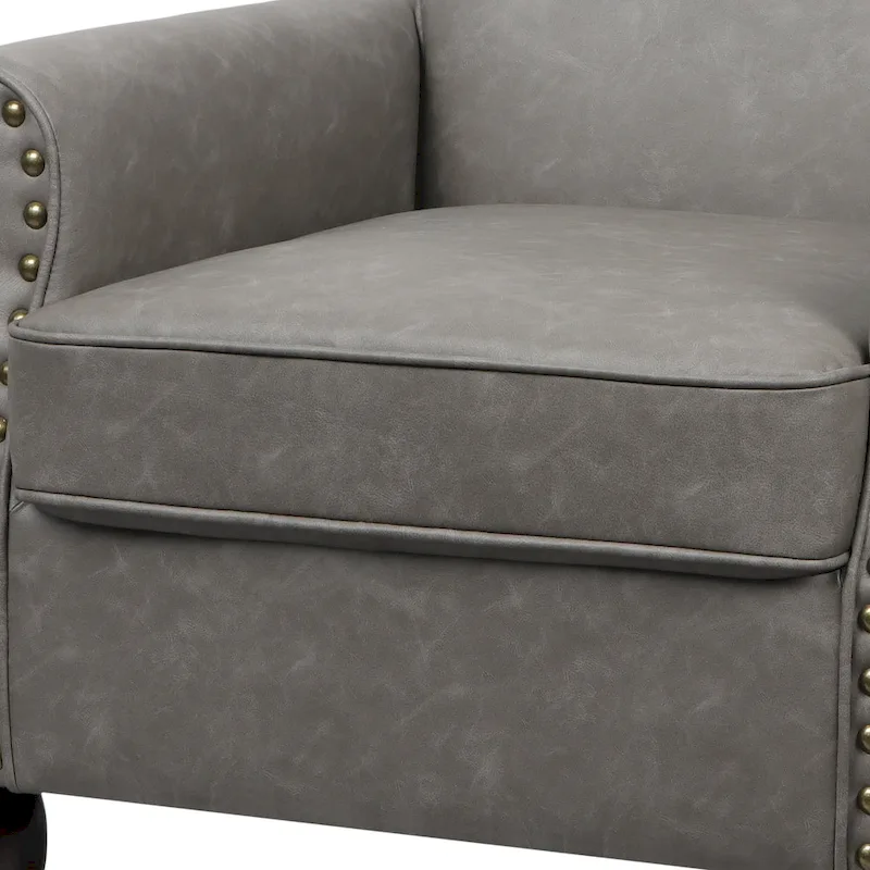 Nailheads Accent Chair Faux Leather Armchair