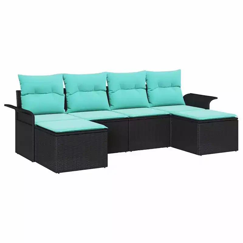 vidaXL Garden Sofa Set with Cushion 6 pcs Brown Poly rattan - Brown