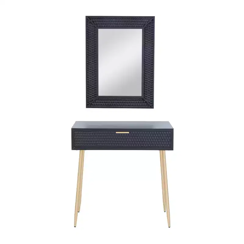 Set of 2 Contemporary Wood Console Tables with Mirror - Olivia & May
