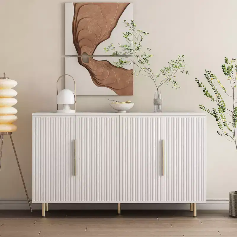 Modern Buffet Cabinet, Storage Cabinet with Fluted and Adjustable Shelves, Accent Cabinet for Living Room, Entryway, Hallway, Kitchen
