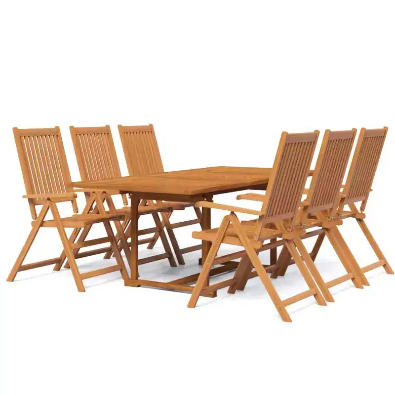 vidaXL Garden Dining Set Natural Wood Solid Acacia Wood Medium Foldable