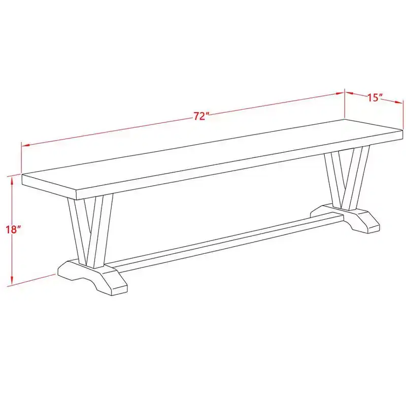 Modern Dining Table Bench with Wood Seat, 72x15x18 Inch, Espresso Finish
