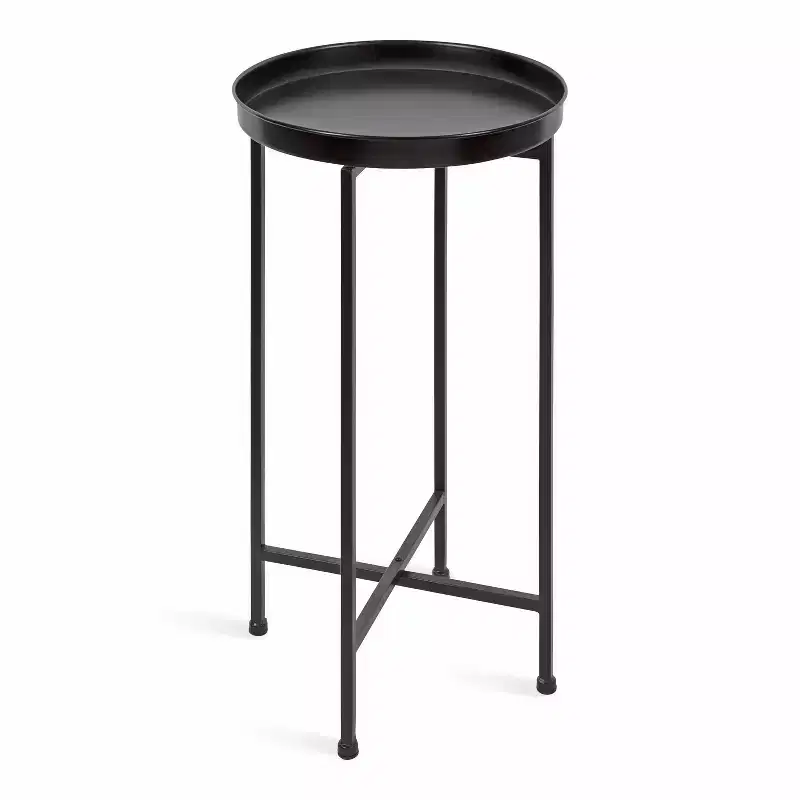 Round Metal Foldable Tray Accent Table