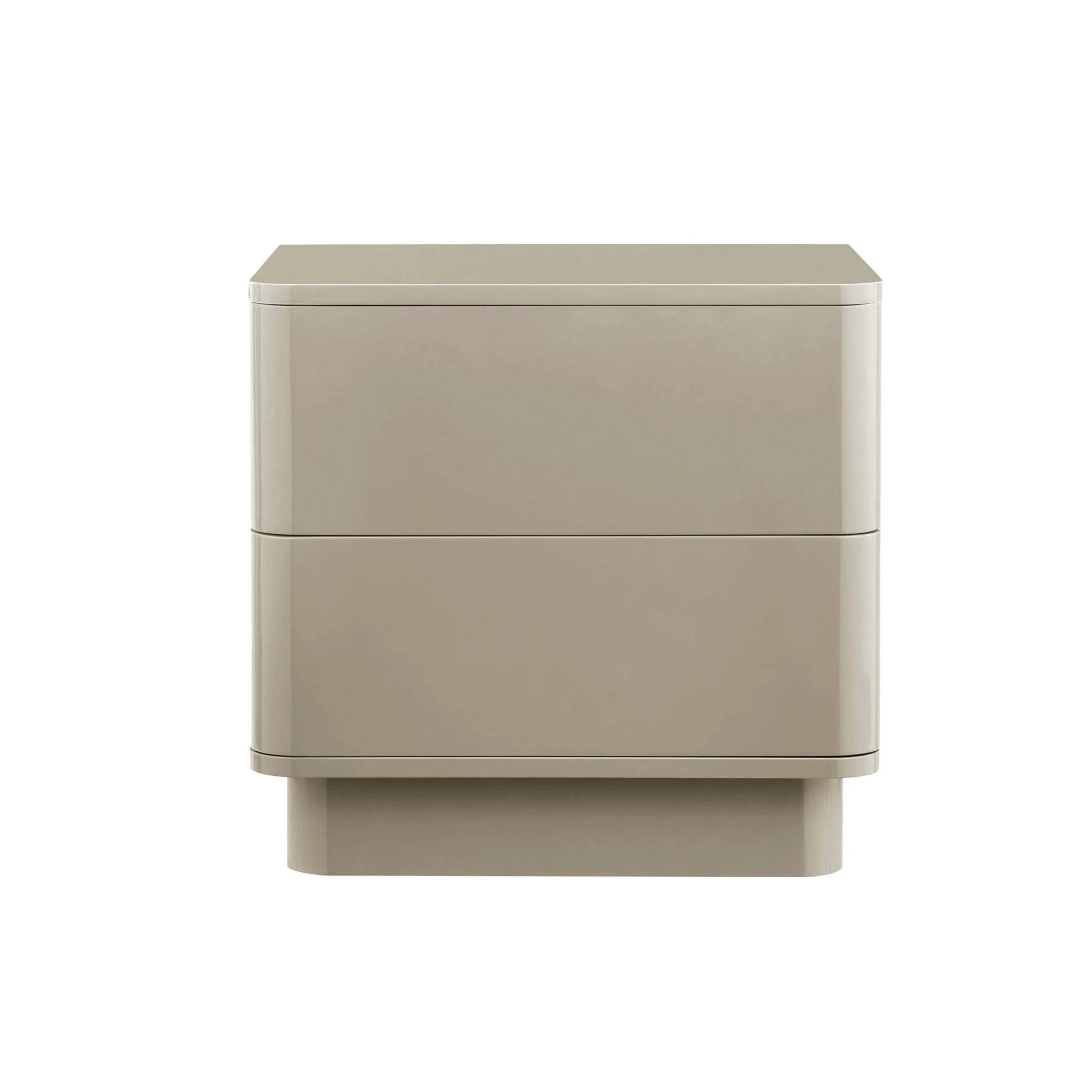 High Gloss 2 Drawer Bedside Table - Taupe