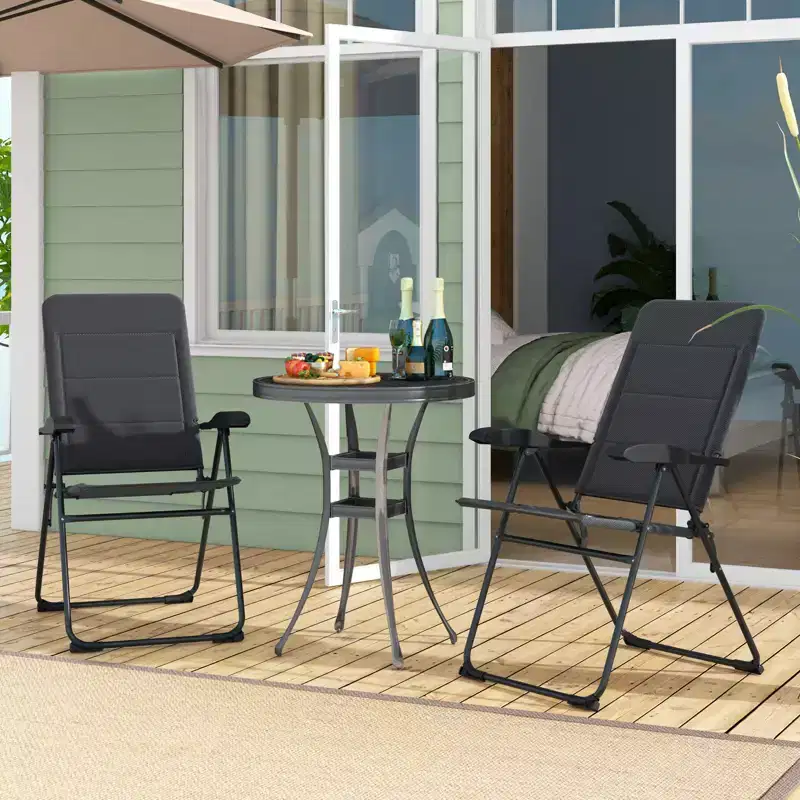 Costway 2PCS Patio Folding Chairs Back Adjustable Reclining Padded Garden Furniture