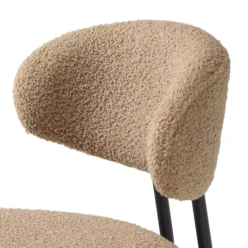Modern Upholstered Faux Shearling Fabric Counter Height Bar Stools with Back (Set of 2